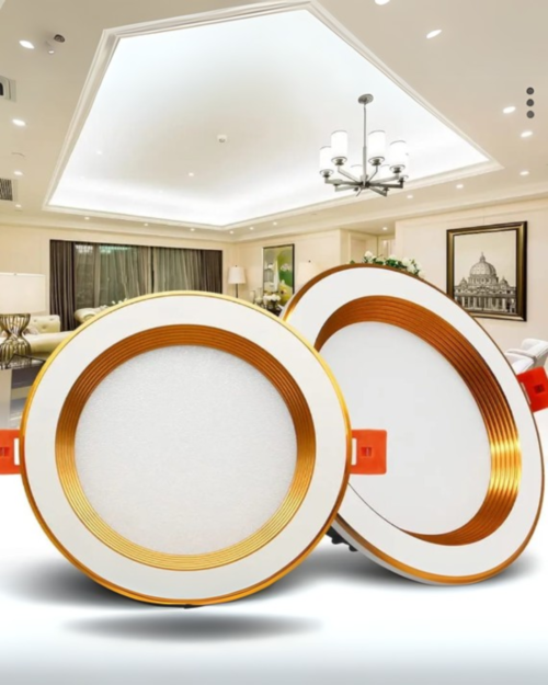 PANEL 12W BLANCO + DORADO GL008 / INC 6400K LUZ BLANCA